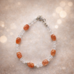 Bracelet Pierre de Soleil & Cristal de Roche Facetté  à Fermoir