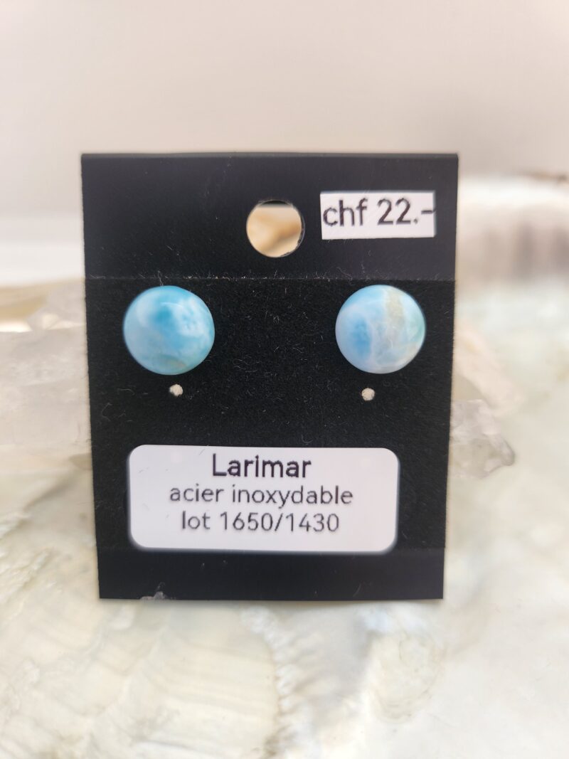 Boucle d'oreille, clous Larimar