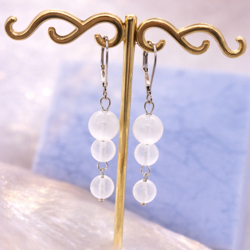 Boucles d’oreilles Sélénite – Crochet acier inoxydable