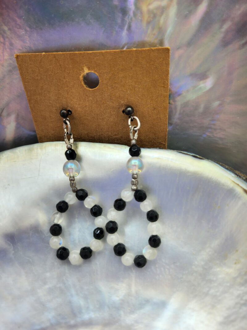 Boucles d'oreilles clous Tourmaline Labradorite blance - clous argent 925