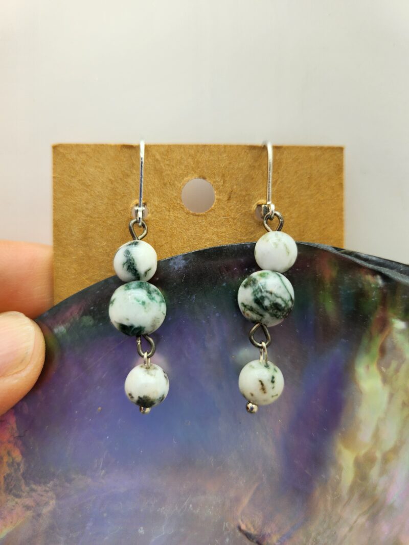 Boucles d'oreilles Agate Arbre - crochet acier inoxydable