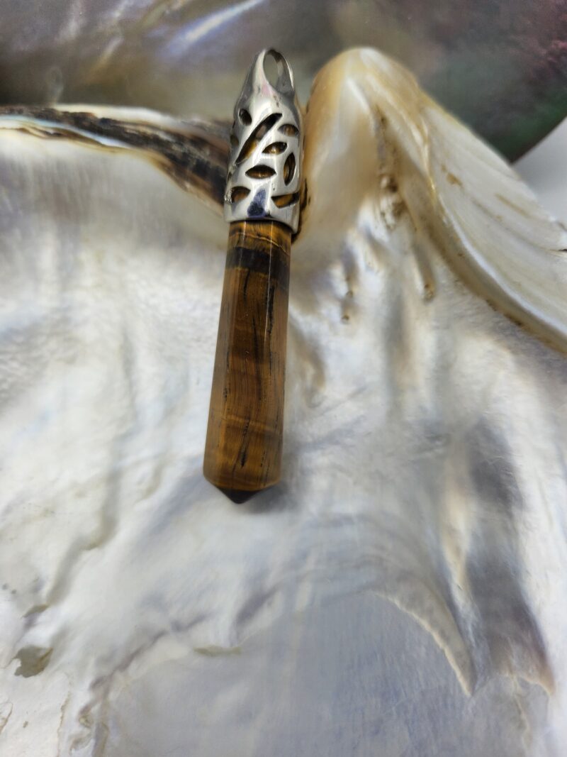 1 pendentif Œil de Tigre NO 2- acier inoxydable