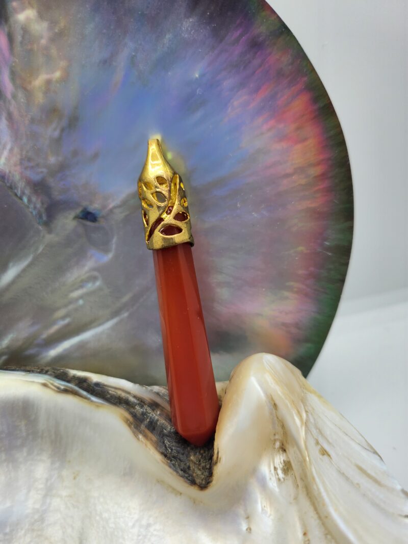 Pendentif Cornaline NO 2 - acier inoxydable couleur OR