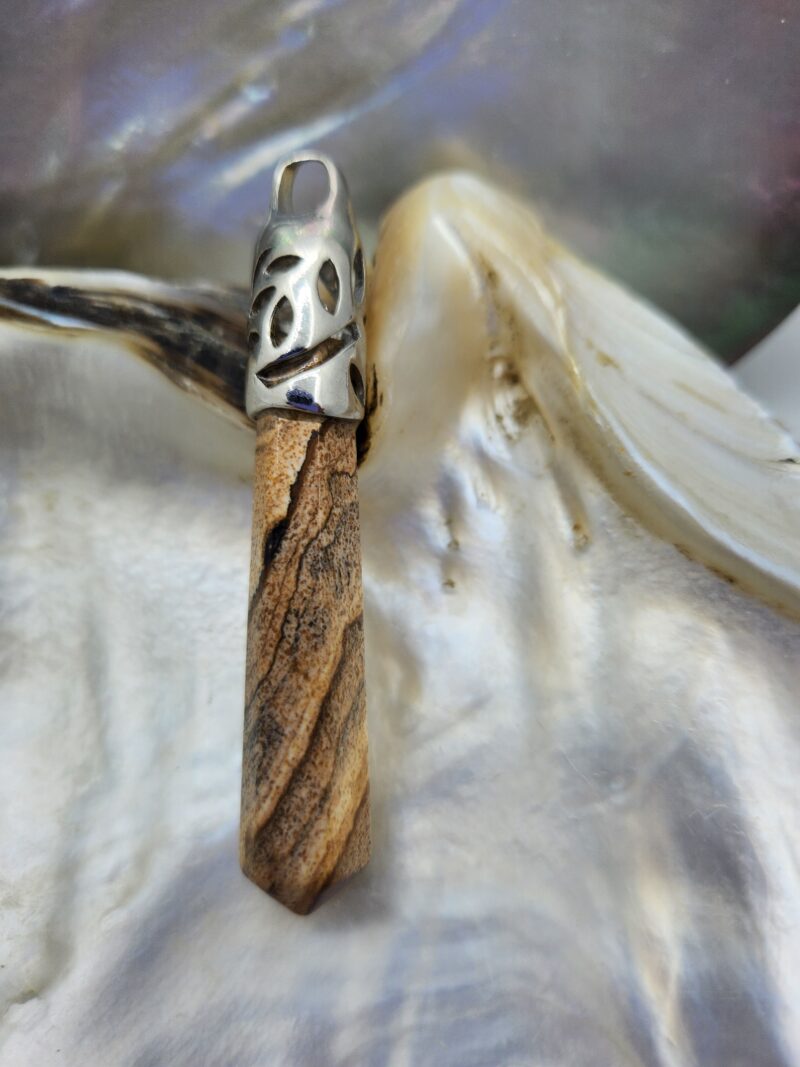 Pendentif Jaspe Paysage NO 2- acier inoxydable