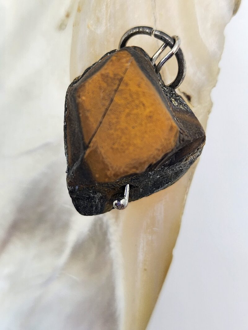 1 pendentif Œil de Tigre BRUTE NO 7 - acier inoxydable