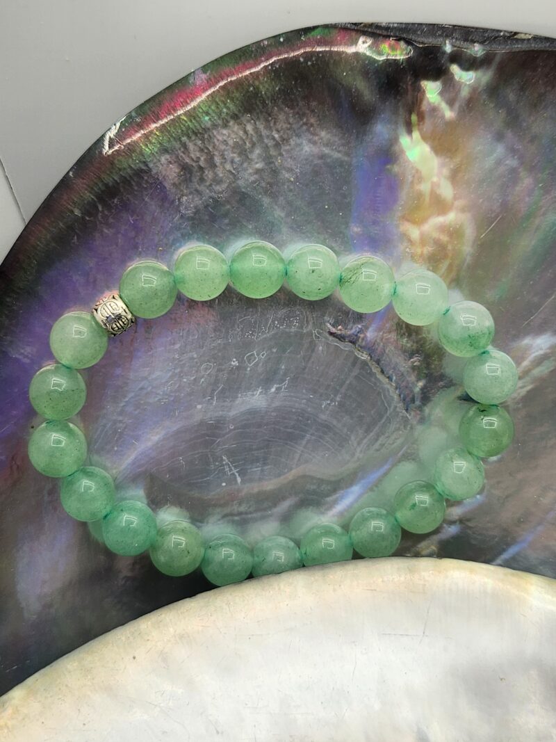 1 Bracelet Aventurine Verte sur fil élastique, Perles 8mm