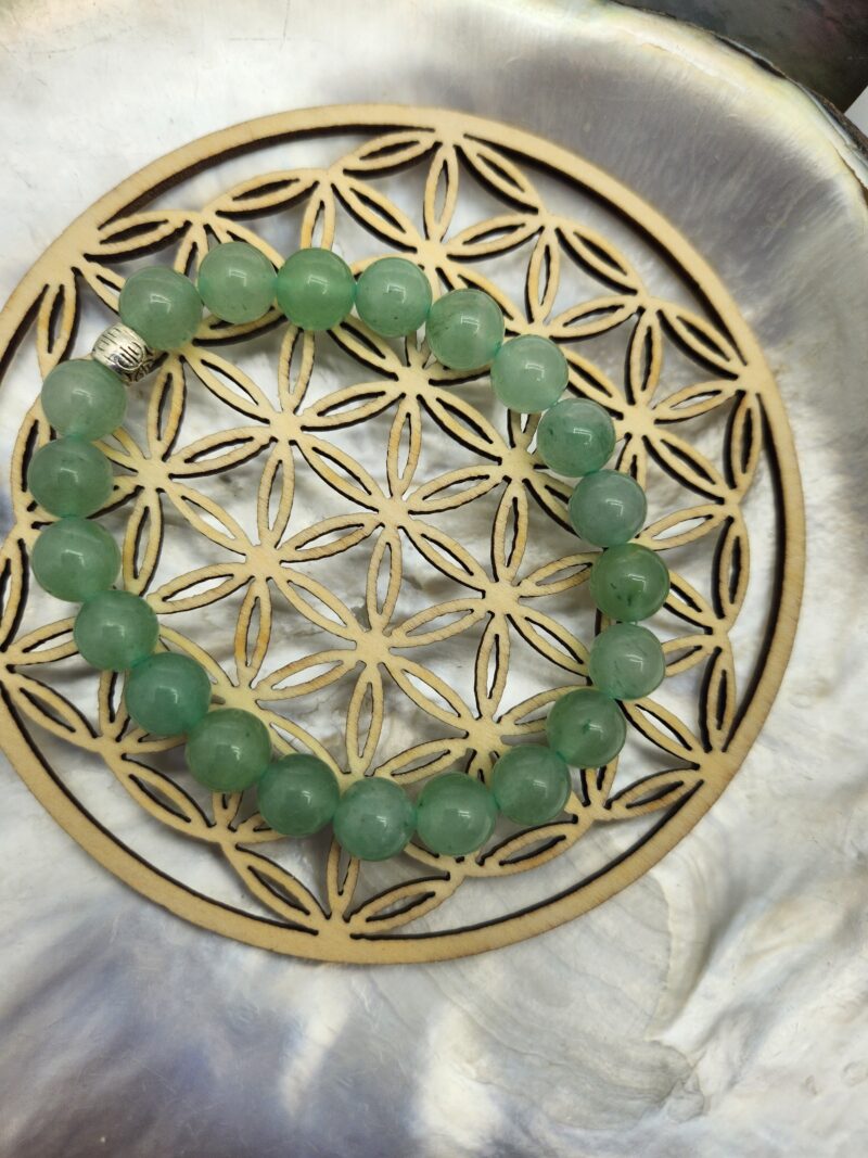 1 Bracelet Aventurine Verte sur fil élastique, Perles 6mm