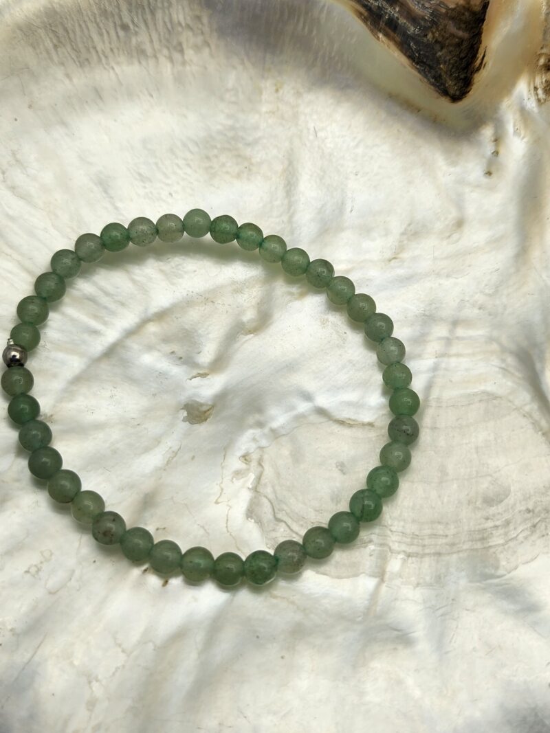 1 Bracelet Aventurine Verte sur fil élastique, Perles 4mm