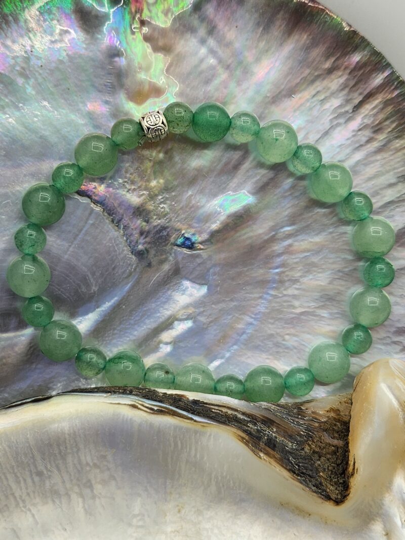 1 Bracelet Aventurine Verte sur fil élastique, Perles 6 et 8mm
